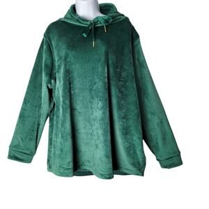 Talbots Plus Velour Pullover Green Long Sleeve Top Women’s 3X Cozy Stretch